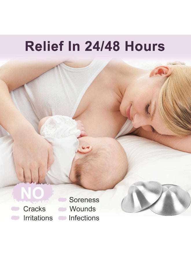 VIUAUAX Silver Nursing Cups for Nursing Newborn, Silver Nipple Covers Breastfeeding, Silver Nursing Shields, Healing Cups, Newborn Essentials Must Haves, Soothe Sore and Cracked Nipples - Image 3