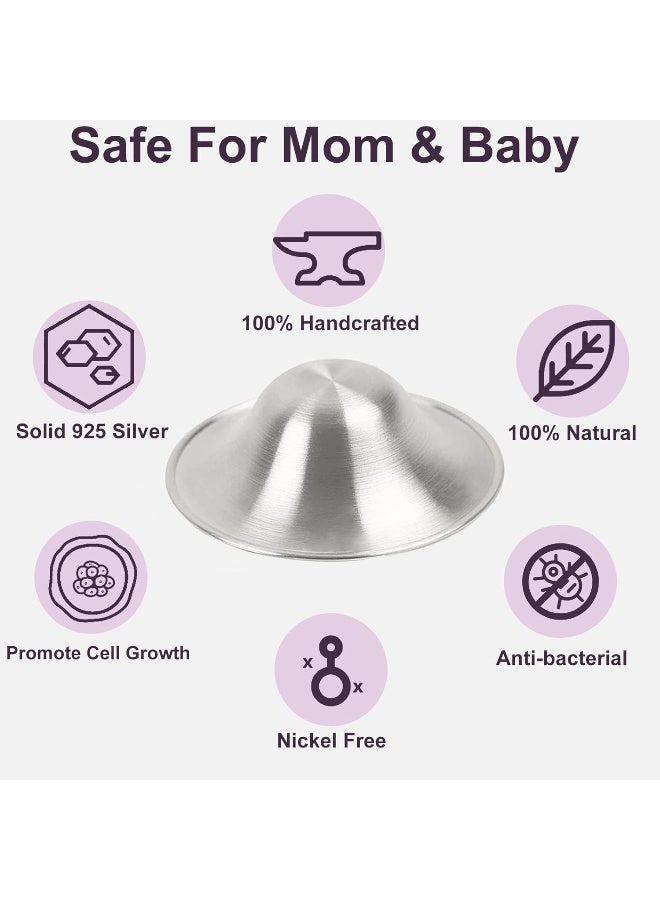 VIUAUAX Silver Nursing Cups for Nursing Newborn, Silver Nipple Covers Breastfeeding, Silver Nursing Shields, Healing Cups, Newborn Essentials Must Haves, Soothe Sore and Cracked Nipples - Image 5