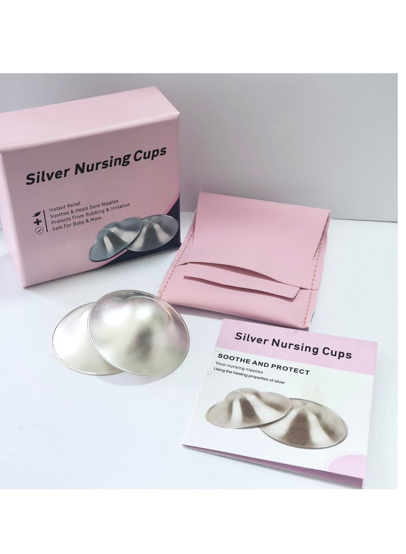 VIUAUAX Silver Nursing Cups for Nursing Newborn, Silver Nipple Covers Breastfeeding, Silver Nursing Shields, Healing Cups, Newborn Essentials Must Haves, Soothe Sore and Cracked Nipples - Image 1
