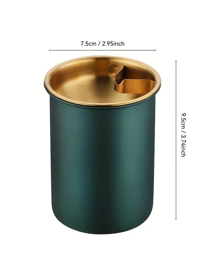Silvery Stainless Steel Windproof Ashtray with Lid for Indoor Outdoor Commercial Use - Image 2