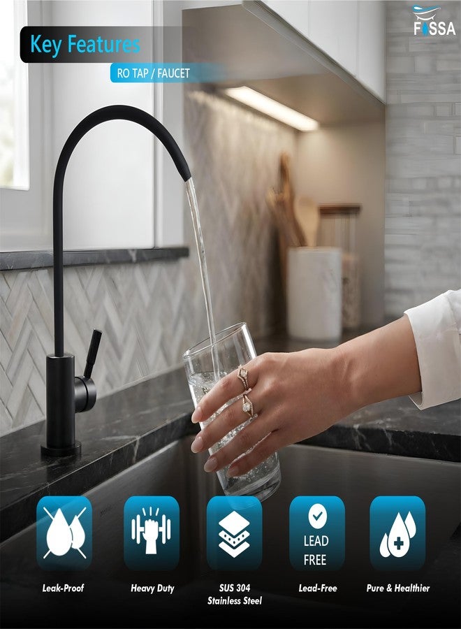 Fossa 360° Rotatable RO Tap for Kitchen Sink | 100% Lead-Free 304 Stainless Steel Drinking Water Faucet | Brushed Nickel | Smooth Rotation Filter Tap for Healthy Drinking Water Black (Matte Finish) - Image 4