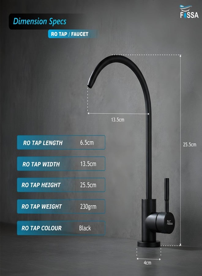 Fossa 360° Rotatable RO Tap for Kitchen Sink | 100% Lead-Free 304 Stainless Steel Drinking Water Faucet | Brushed Nickel | Smooth Rotation Filter Tap for Healthy Drinking Water Black (Matte Finish) - Image 2