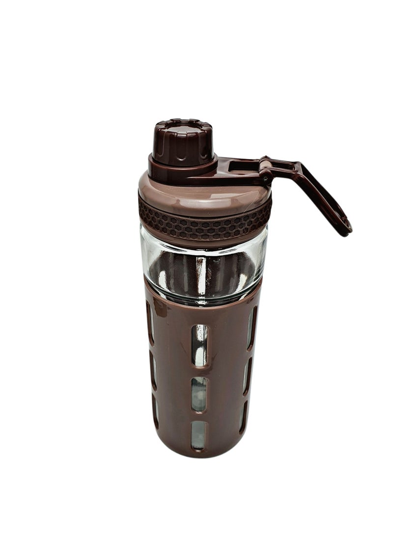Generic - Glass Water Bottle With Protective Plastic Reusable Water Drinking Glass Bottle Leak Proof For Sport School Gym Office - Image 1