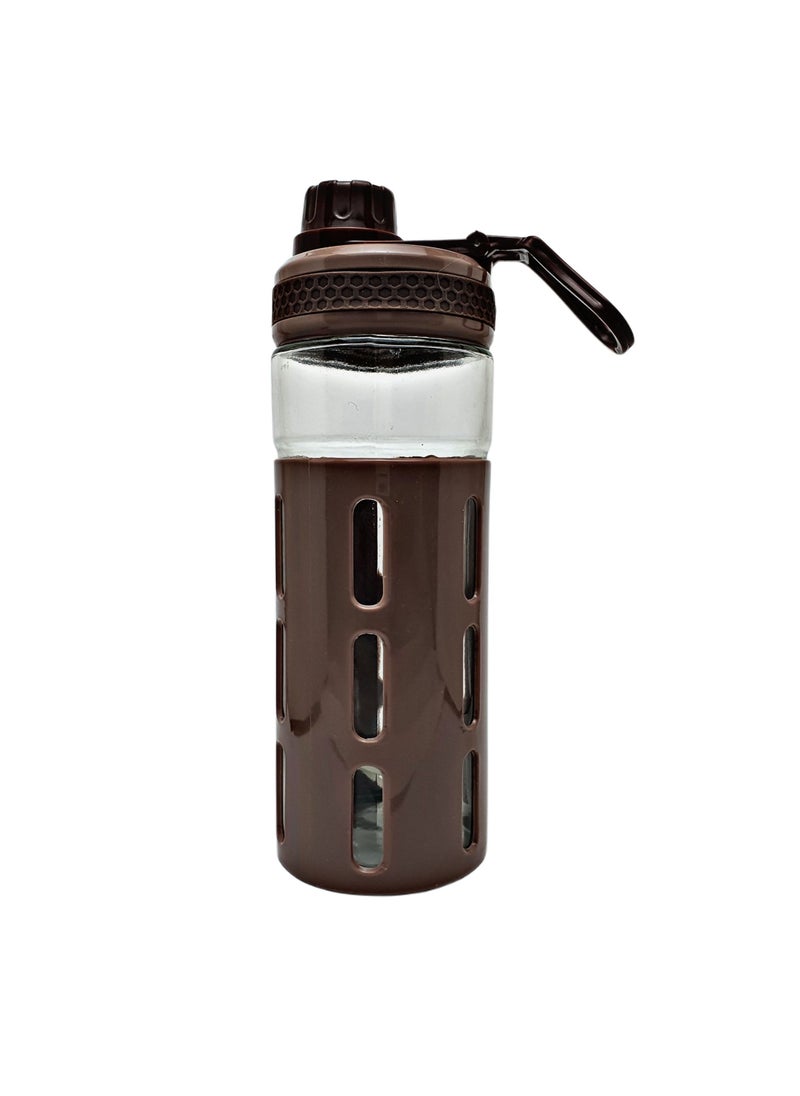 Generic - Glass Water Bottle With Protective Plastic Reusable Water Drinking Glass Bottle Leak Proof For Sport School Gym Office - Image 1