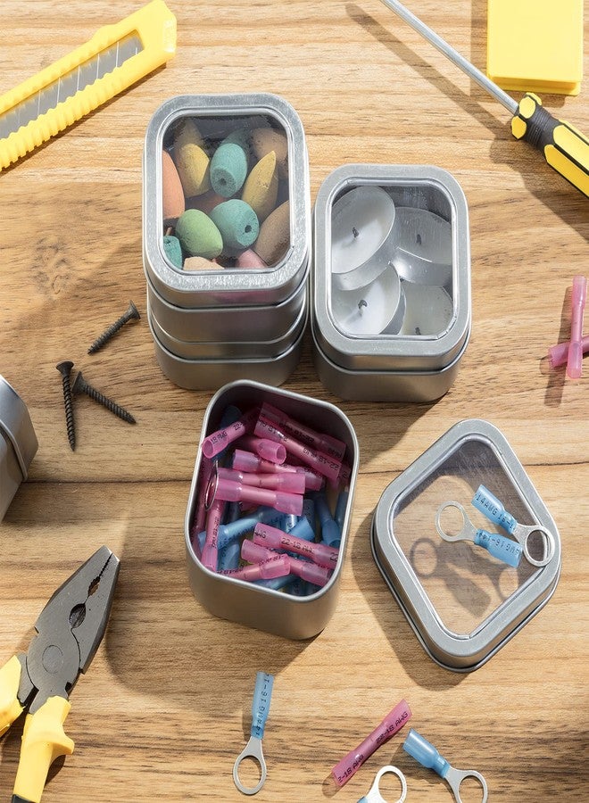 KisSealed Square Metal Tins with Window Lids,15-Pack Empty Square Silver Tins for Candle Making, Candies, Gifts & Treasures (8 OZ) - Image 4