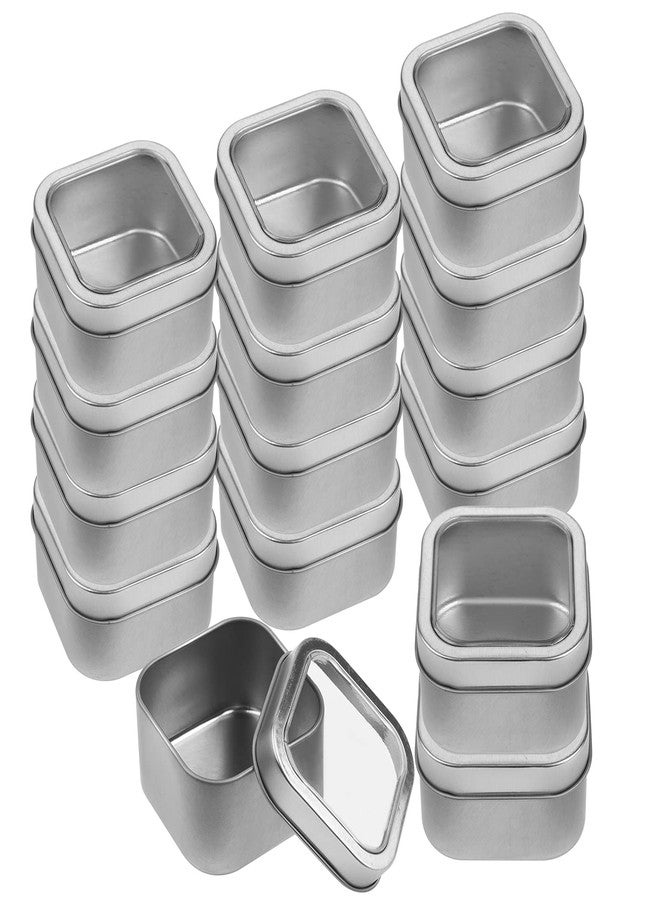 KisSealed Square Metal Tins with Window Lids,15-Pack Empty Square Silver Tins for Candle Making, Candies, Gifts & Treasures (8 OZ) - Image 1
