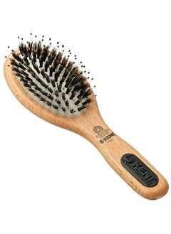 KENT Kent Pf02 Small Cushion Detangler Brush Boar Bristle And Non-Scratch Nylon Mix Hairbrush For Straightening Smoothing. Oval Wood Paddle Detangling Hair Brush For Medium To Long Hair Made In England  - Image 2