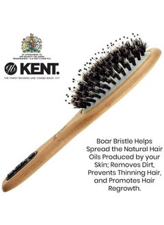 KENT Kent Pf02 Small Cushion Detangler Brush Boar Bristle And Non-Scratch Nylon Mix Hairbrush For Straightening Smoothing. Oval Wood Paddle Detangling Hair Brush For Medium To Long Hair Made In England  - Image 3