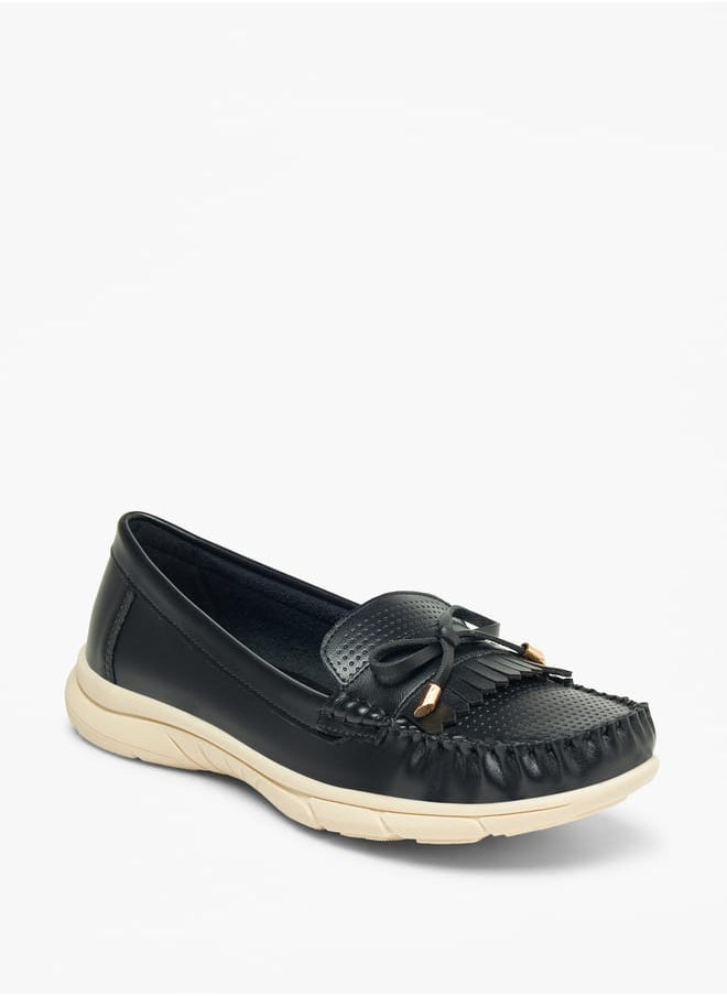 Le Confort Womens Perforated Loafers With Bow Detail  - Image 1
