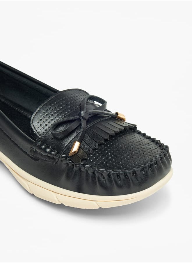 Le Confort Womens Perforated Loafers With Bow Detail  - Image 5
