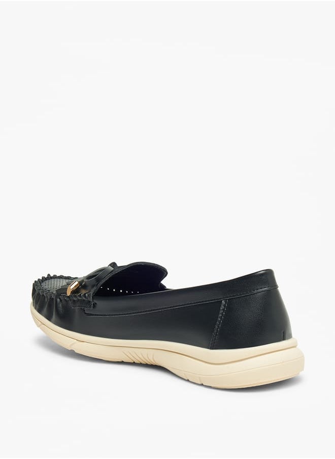 Le Confort Womens Perforated Loafers With Bow Detail  - Image 2