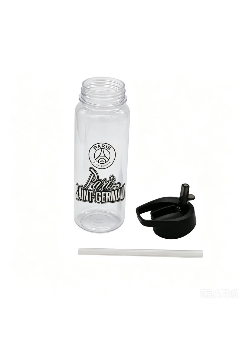 Bamboo Bark Paris Saint Germain Plastic Water Bottle 600ml with Straw Lid, PSG Football Leakproof School Bottle for Boys, Teens & Kids, Reusable Sports Bottle for Gym, Travel & Outdoor Use (Green & Black) - Image 2