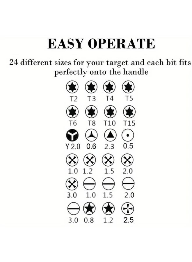 25 في 1 مجموعة مفكات صغيرة دقيقة، مجموعة أدوات إصلاح إلكترونية توركس لهاتف آيفون وكاميرا وساعة وجهاز لوحي وكمبيوتر شخصي - Image 5