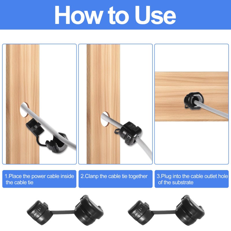 Trinkrittey 10pcs 6N-4 & 4N-4 Round Strain Relief Cord Connector Blcak Electric Cable Protector Buckle Clip Insulating Cable Bush Grommet for Electrified Railways Power Network Wire Home Wire Cover Management - Image 3
