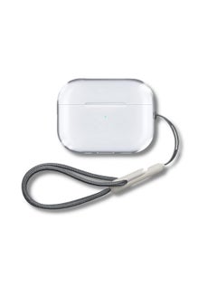 Case with Cable for AirPods Pro  | Durable Cover with Detachable Lanyard | Suitable for Wired & Wireless Charging | Clear TPU Case Cover + Polyester Strap (Transparent)