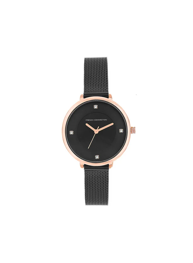 فرنش كونكشن French Connection Women's Analog Watch Black Strap