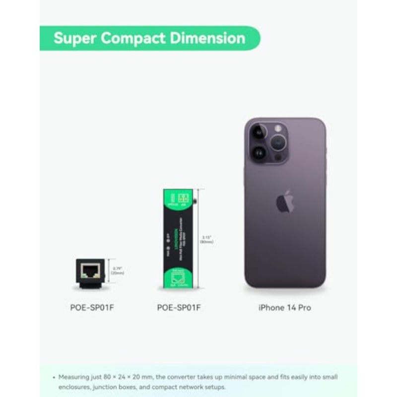 Mini Gigabit Fiber Media Converter Powered by PoE or Type-C, with 1×RJ45 Port and 1×SFP, for Long-Distance Ethernet Extension Over Fiber - Image 3