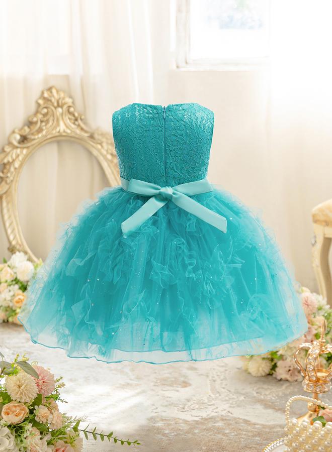 Take Two Girls Blue Sleeveless Ruffled Hem Dress - Image 3