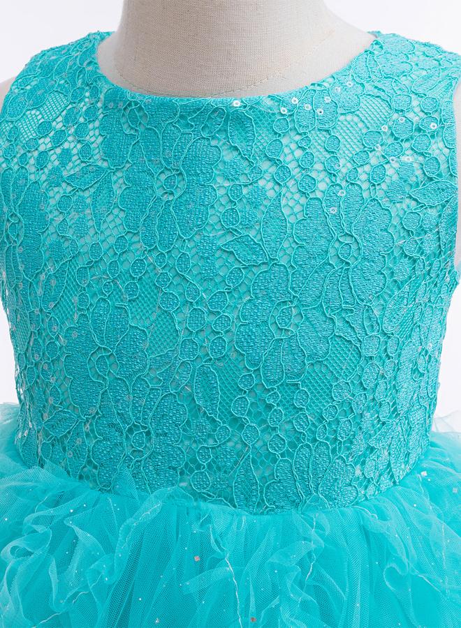 Take Two Girls Blue Sleeveless Ruffled Hem Dress - Image 4
