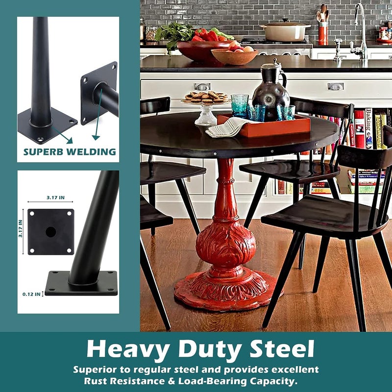 Ventuos_Set of 04 Round Inclined Sleek Tapered Chair Legs Sofa Table Legs Furniture Legs Tool_ Inclined with Mounting Screws 16 Black - Image 5