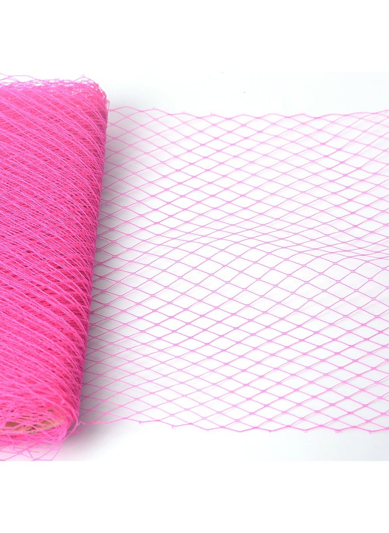 Generic DIY Bride Big Eye Mesh Photo Studio Headwear Diamond Mesh Fabric Big Eye Mesh Veil Multi-color Optional Rose Red