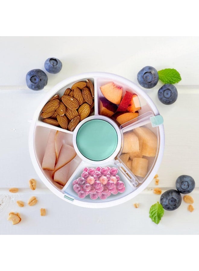 OSHIMA Snack Spinner Rotating Storage, Compartment Leakproof Snack Box for Kids Travel, Reusable, Spill-Free Lunch Container, Kids Snack Spinner Box with Hand Strap, Small Fruit Organiser for Home Travel - Image 3