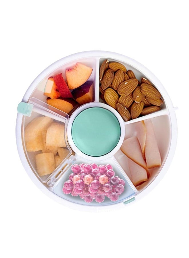 OSHIMA Snack Spinner Rotating Storage, Compartment Leakproof Snack Box for Kids Travel, Reusable, Spill-Free Lunch Container, Kids Snack Spinner Box with Hand Strap, Small Fruit Organiser for Home Travel - Image 1