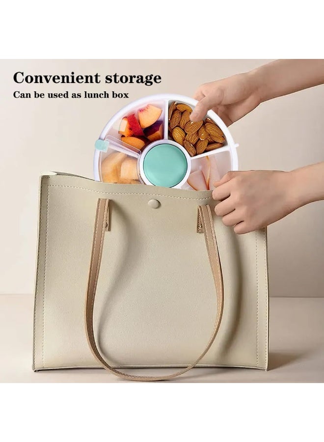 OSHIMA Snack Spinner Rotating Storage, Compartment Leakproof Snack Box for Kids Travel, Reusable, Spill-Free Lunch Container, Kids Snack Spinner Box with Hand Strap, Small Fruit Organiser for Home Travel - Image 5