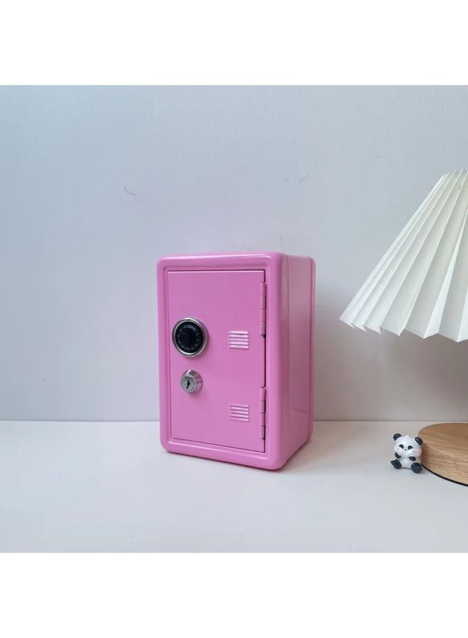 صندوق أمان وردي مع قفل مفتاح للمكتب المنزلي خزانة الحائط مثبتة معدنية متينة - Image 1