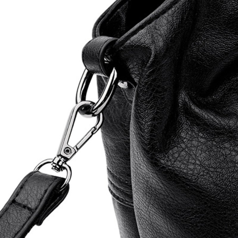 Women's Handbag: Dark Gray Splicing Soft Leather Large Capacity Bag - 3-In-1 Versatile Shoulder Crossbody Hand Carry Design Multi-Pocket Organized Storage for Daily Personal Use - Image 4
