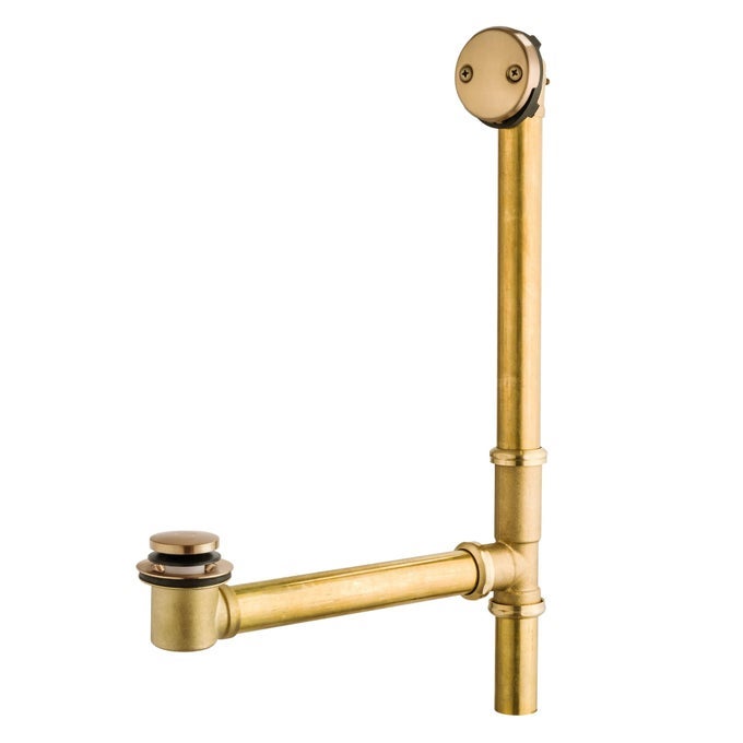 112 BRASS TUBULAR BATH DRAIN KIT WITH TIPTOE BATH DRAIN STOPPER TOUCHTOE TUB DRAIN TIP TOE BATHTUB DRAIN WASTE AND OVERFLOW WITH PLUG AND BATHTUB OVERFLOW DRAIN COVER CHAMPAGNE BRONZE