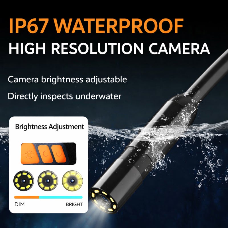 Industrial Inspection Camera: 4.3-Inch Full-Color LCD 1080P 8mm Lens IP67 Waterproof - Adjustable LED Lights 2M Semi-Rigid Cable for Pipe Drain Marine Machinery Electronic Confined Space Inspection - Image 3