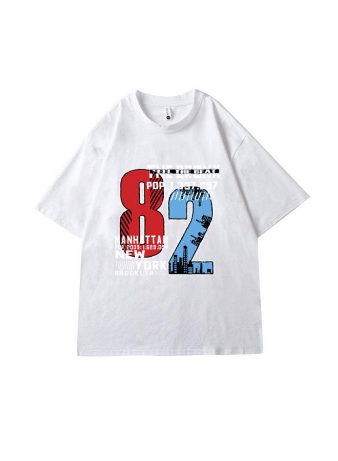 European And American Smooth And Silky Mercerized Cotton Short-sleeved T-shirt For Men, Retro American Style Printed Clothing, Summer Top, Ice Silk T-shirt