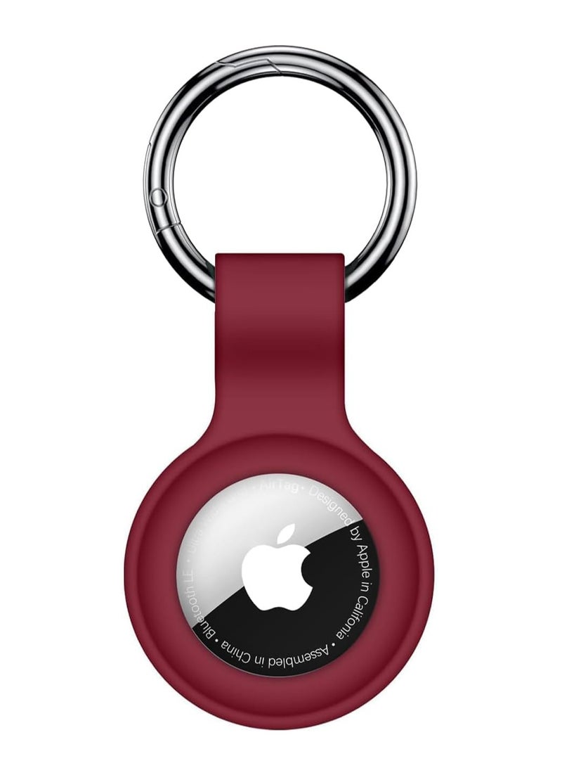 Compatible with AirTag Case Keychain Air Tag Holder Silicone AirTags Key Ring Cases Tags Chain Apple AirTag GPS Item Finders Accessories，Wine Red  - Image 1