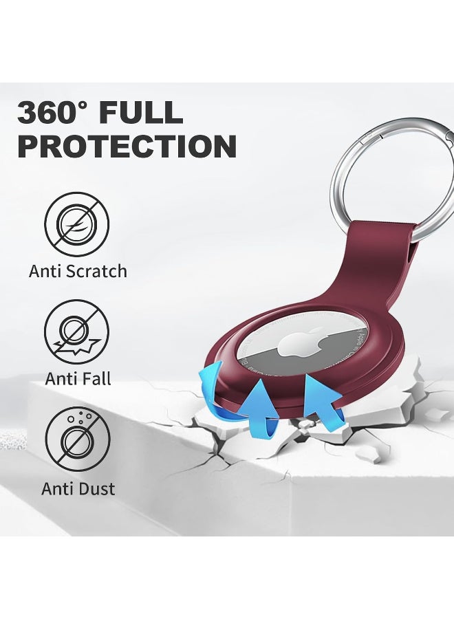 Compatible with AirTag Case Keychain Air Tag Holder Silicone AirTags Key Ring Cases Tags Chain Apple AirTag GPS Item Finders Accessories，Wine Red  - Image 5