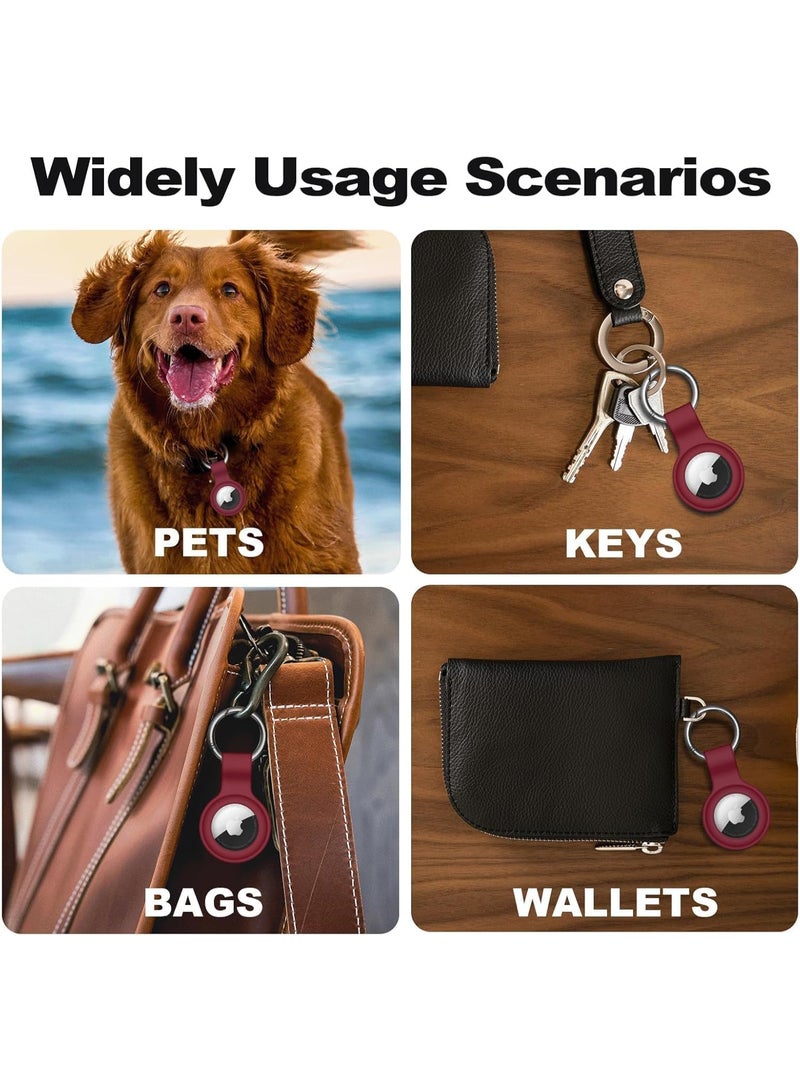 Compatible with AirTag Case Keychain Air Tag Holder Silicone AirTags Key Ring Cases Tags Chain Apple AirTag GPS Item Finders Accessories，Wine Red  - Image 2