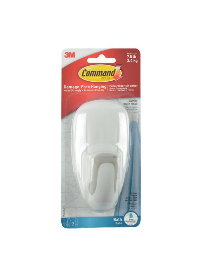 3M Command Bathroom Hook Large White 17600B - Image 1
