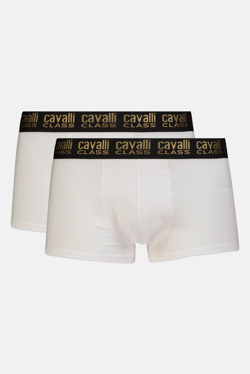 Cavalli Class Men 2 Pieces Brand Logo Trunks, White - Image 1