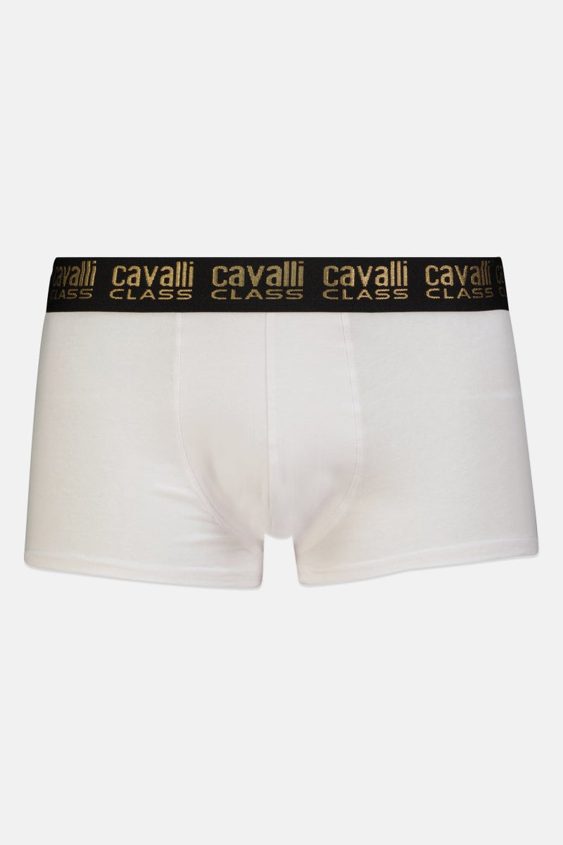 Cavalli Class Men 2 Pieces Brand Logo Trunks, White - Image 3
