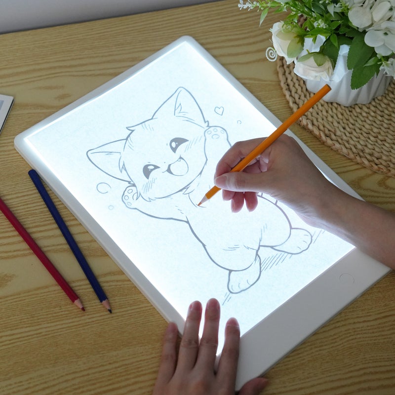 2-IN-1 A4 Dimmable LED Copy Board & LCD Writing Board Magnetic Drawing Board for Sketch Animation Children's Painting and Arithmetic One-click Rrase Lock Key - Image 2