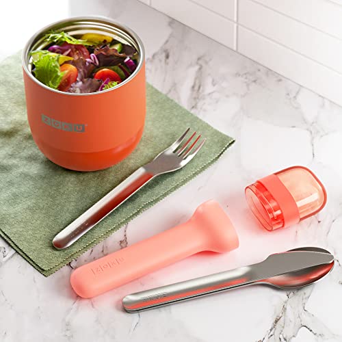 Zoku Stainless Steel Pocket Utensil Set of 3 - Peach| Fork, Knife, Spoon in Travel Case| Reusable, Portable Cutlery Set Tableware for Adults, Kids, Office, Picnics, Camping, Outdoor, Home - Image 5