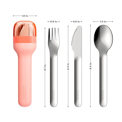Zoku Stainless Steel Pocket Utensil Set of 3 - Peach| Fork, Knife, Spoon in Travel Case| Reusable, Portable Cutlery Set Tableware for Adults, Kids, Office, Picnics, Camping, Outdoor, Home - Image 3