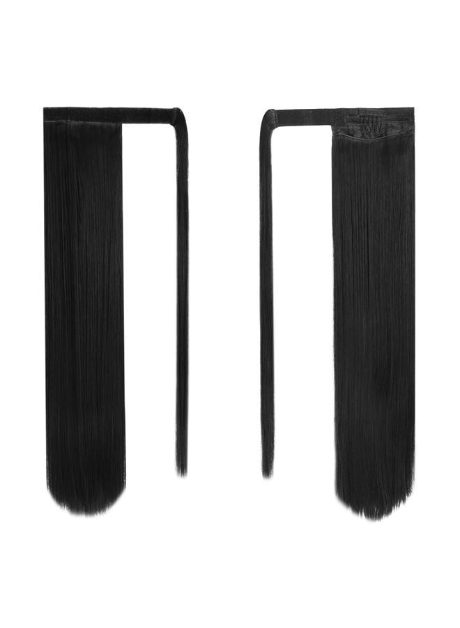 BARSDAR Black Straight Wrap Ponytail Extension - 28 Inch Long Straight Wrap Around Ponytail for Women, Clip in Ponytails Hair Extensions Synthetic Black Pony Tails Hairpieces Daily - Image 2