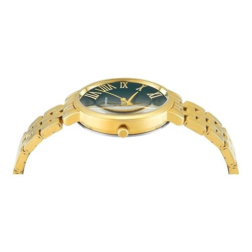 TIMEX Analog Watch for Woman with Green Round Dial & Gold Stainless Steel Bracelet Band Water Resistant Women's Wrist Watches - TWEL19106 - Image 3
