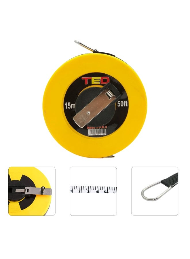 تيد شريط قياس من الألياف الزجاجية بطول 15 مترًا و50 قدمًا - شريط مسح شديد التحمل بمقبض، وحافظة متينة، وعلامات سهلة القراءة للبناء والطرق والسكك الحديدية والهندسة والاستخدام الخارجي - Image 3