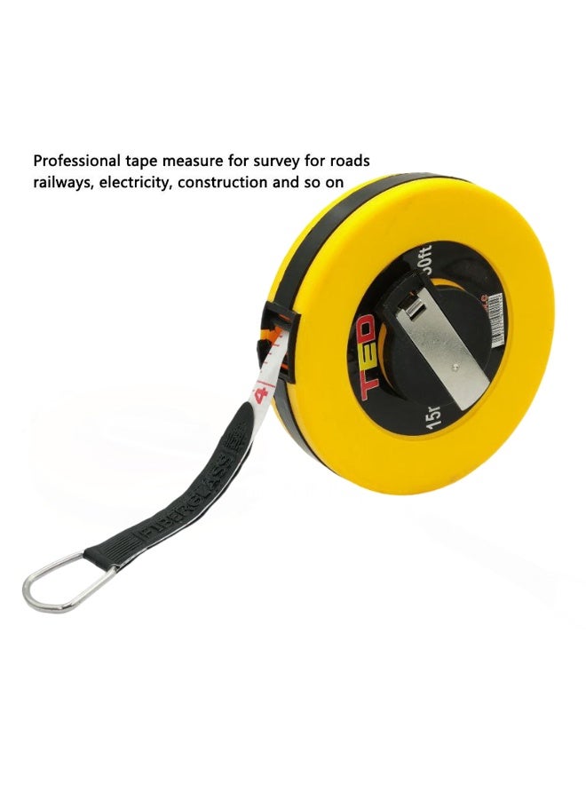 تيد شريط قياس من الألياف الزجاجية بطول 15 مترًا و50 قدمًا - شريط مسح شديد التحمل بمقبض، وحافظة متينة، وعلامات سهلة القراءة للبناء والطرق والسكك الحديدية والهندسة والاستخدام الخارجي - Image 5