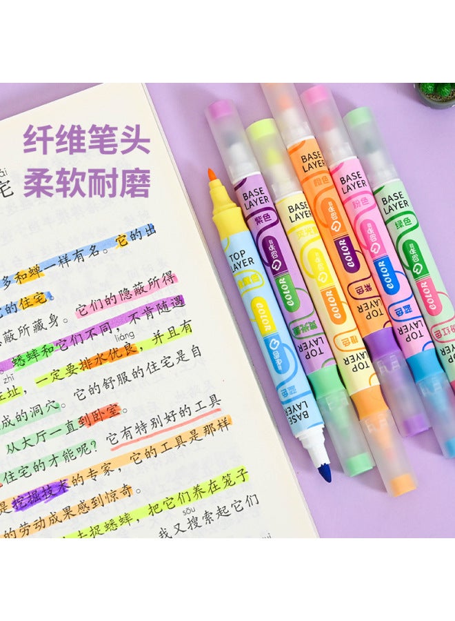 HELPS New Color Double-headed Highlight Pen Key Pen Student Color Marker Large Capacity Marking Journal Pen - Image 2