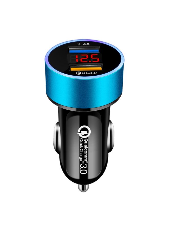 Beauenty 2 PCS Aluminum Ring Display Car Charger  QC3.0+2.4A Aluminum Alloy Multi-function Halo Digital Display Car Charger(Sapphire Blue)  - Image 2