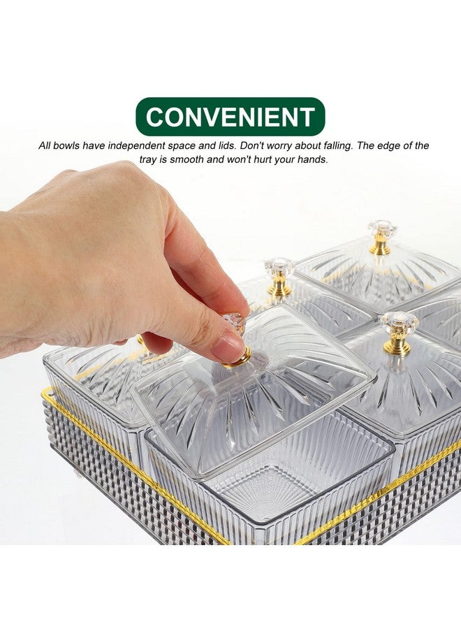 Cabilock Wedding Decor Dry Fruit Tray with Lid Divided Snacks Dish Serving Plate Appetizer Plate with Tray Party Wedding Nuts Plate Food Storage Box Containers (Grey) Snack Containers - Image 3