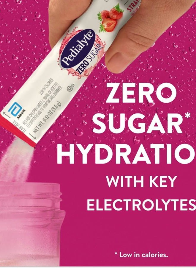Pedialyte Electrolyte Drink Mix With Zero Sugar | Hydration With Key Electrolytes | Great Hydration Low in Calories | Strawberry, 8 Powder Packets - Image 3